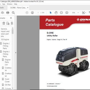 DYNAPAC D.ONE Engine Kubota - Stage IV Tier 4f Spare Parts Catalogue Manual DL00825389 - PDF DOWNLOAD