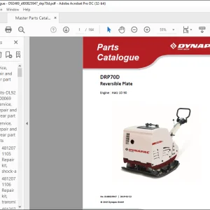 DYNAPAC DRP70D Engine Hatz 1D 90 Spare Parts Catalogue Manual DL00825947 -  PDF DOWNLOAD