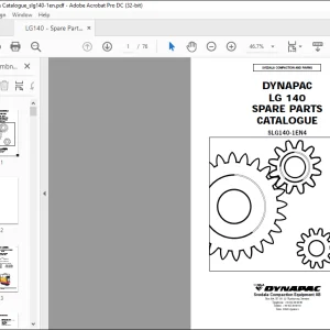 DYNAPAC LG 140 SPARE PARTS CATALOGUE MANUAL SLG140-1EN4- PDF DOWNLOAD