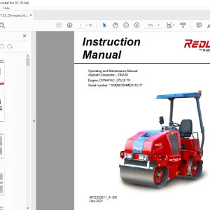 Dynapac 275 DI TU Engine Asphalt Compactor DRA30 Operating & Maintenance Manual 4812333211 - PDF DOWNLOAD