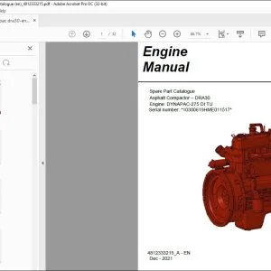 Dynapac Asphalt Compactor DRA30 Engine DYNAPAC-275 DI TU Engine Parts Catalogue Manual 4812333215_A - PDF DOWNLOAD