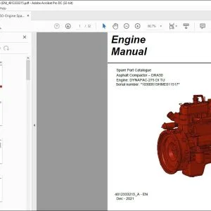 Dynapac Asphalt Compactor DRA30 Engine DYNAPAC-275 DI TU Spare Part Catalogue Manual 4812333215_A - PDF DOWNLOAD