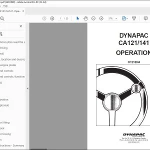Dynapac CA121 CA141 Vibratory Roller Operation Manual O121EN4 - PDF DOWNLOAD