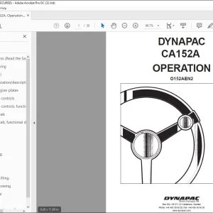 Dynapac CA152A Vibratory Roller Operation Manual - PDF DOWNLOAD