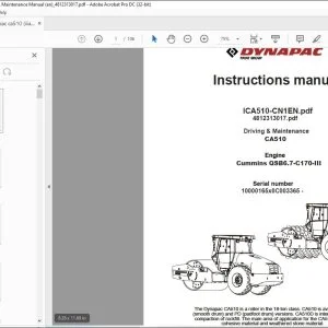 Dynapac CA510-CN1EN CA510 Driving & Maintenance Instruction Manual 4812313017 - PDF DOWNLOAD