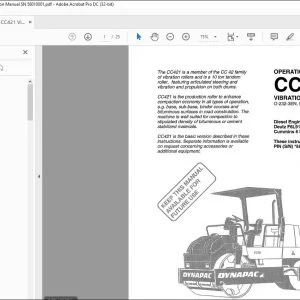 Dynapac CC421 Vibration Roller Operation Manual SN 58010001 - PDF DOWNLOAD