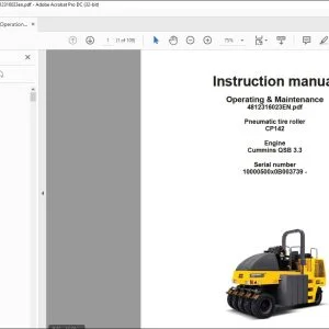 Dynapac CP142 Pneumatic tire roller Operating & Maintenance Instruction Manual 4812316023 - PDF DOWNLOAD