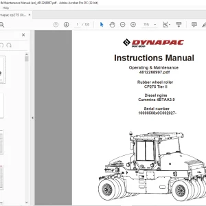 Dynapac CP275 Tier II Rubber wheel roller Operating & Maintenance Manual 4812268997 - PDF DOWNLOAD