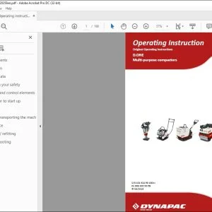 Dynapac D.ONE Multi-purpose compactors Operating Instruction Manual DL00820358 - PDF DOWNLOAD