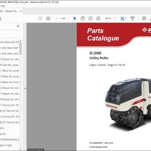 Dynapac D.ONE Utility Roller Engine Kubota Stage IV Tier 4f Parts Catalogue Manual DL00825389 - PDF DOWNLOAD