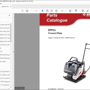 Dynapac DFP11 Forward Plate Engine Honda GX 160 CARB Phase III Parts Catalogue Manual DL00825419 - PDF DOWNLOAD