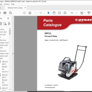 Dynapac DFP11 Forward Plate Engine  Honda GX 160 - CARB Phase III Spare Parts Catalogue Manual DL00825419 -  PDF DOWNLOAD