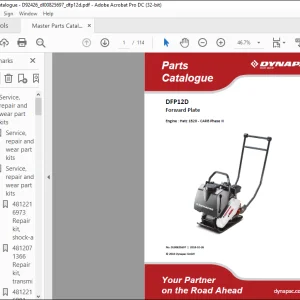 Dynapac DFP12D Forward Plate Engine Hatz 1B20 - CARB Phase III Spare Parts Catalogue Manual DL00825697 -  PD F DOWNLOAD
