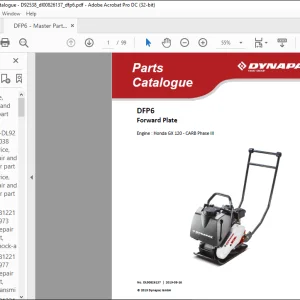 Dynapac DFP6 Forward Plate Engine Honda GX 120 - CARB Phase III Parts Catalogue Manual DL00826137  - PDF DOWNLOAD