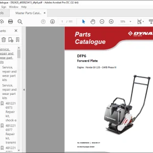 Dynapac DFP6 Forward Plate Engine Honda GX 120 - CARB Phase III Spare Parts Catalogue Manual DL00825415  - PDF DOWNLOAD