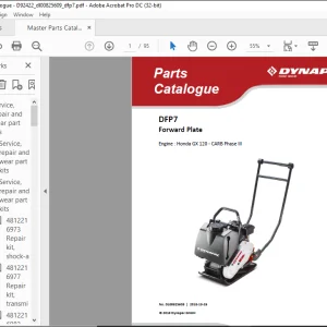 Dynapac DFP7 Forward Plate Engine Honda GX 120 - CARB Phase III Spare Parts Catalogue Manual DL00825609 -  PDF DOWNLOAD
