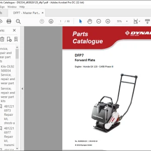 Dynapac DFP7 Forward Plate Engine Honda GX 120 - CARB Phase III Spare Parts Catalogue Manual DL00826129  - PDF DOWNLOAD