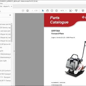 Dynapac DFP7AX Forward Plate Engine Honda GX 120 CARB Phase III Parts Catalogue Manual DL00826131 - PDF DOWNLOAD