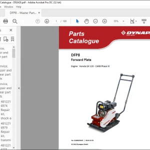 Dynapac DFP8 Forward Plate Engine Honda GX 120 - CARB Phase III Spare Parts Catalogue Manual DL00825445 - PDF DOWNLOAD