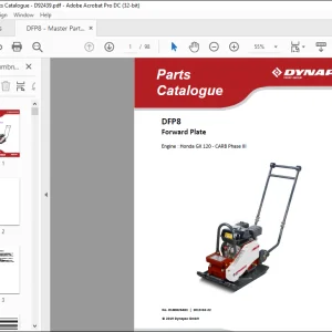 Dynapac DFP8 Forward Plate Engine Honda GX 120-CARB Phase III Spare Parts Catalogue Manual DL00825483  - PDF DOWNLOAD
