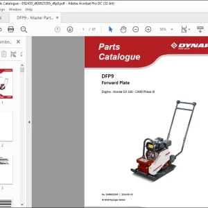 Dynapac DFP9 Forward Plate Engine Honda GX 160 - CARB Phase III Spare Parts Catalogue Manual DL00825395 -  PDF DOWNLOAD