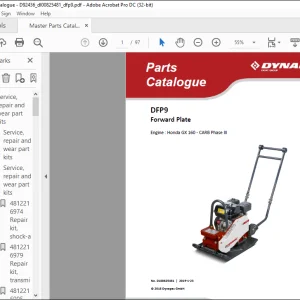 Dynapac DFP9 Forward Plate Engine Honda GX 160 - CARB Phase III Spare Parts Catalogue Manual DL00825481 - PDF DOWNLOAD