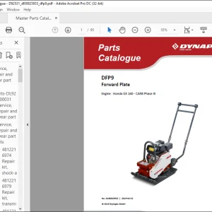 Dynapac DFP9 Forward Plate Engine Honda GX 160 CARB Phase III Spare Parts Catalogue Manual DL00825933 - PDF DOWNLOAD