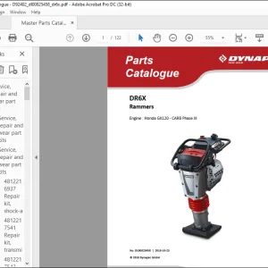Dynapac DR6X Rammers Engine Honda GX120 - CARB Phase III Spare Parts Catalogue Manual DL00825458 - PDF DOWNLOAD