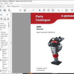 Dynapac DR6X Rammers Engine Honda GX120 - CARB Phase III Spare Parts Catalogue Manual DL00825591 -  PDF DOWNLOAD