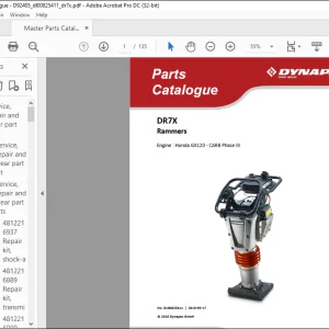 Dynapac DR7X Rammers Engine Honda GX120 - CARB Phase III Spare Parts Catalogue Manual DL00825411 - PDF DOWNLOAD