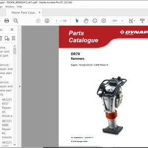 Dynapac DR7X  Rammers Engine Honda GX120 - CARB Phase III Spare Parts Catalogue Manual DL00825413  - PDF DOWNLOAD
