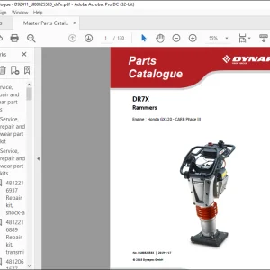 Dynapac DR7X Rammers Engine Honda GX120 - CARB Phase III Spare Parts Catalogue Manual DL00825583 - PDF DOWNLOAD