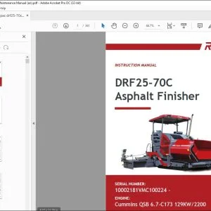 Dynapac DRF25-70C Asphalt Finisher Operation & Maintenance Instruction Manual 4812209453_B - PDF DOWNLOAD