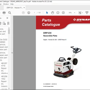 Dynapac DRP15X Reversible Plate Engine Honda GX 160 - CARB Phase III Spare Parts Catalogue Manual DL00825937  - PDF DOWNLOAD