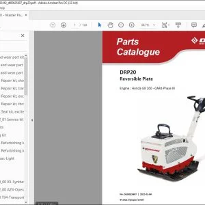 Dynapac DRP20 Reversible Plate Engine Honda GX 160 CARB Phase III Parts Catalogue Manual DL00825607 - PDF DOWNLOAD