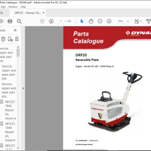Dynapac DRP20 Reversible Plate Engine Honda GX 160 - CARB Phase III Spare Parts Catalogue Manual DL00825607 - PDF DOWNLOAD