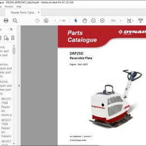 Dynapac DRP25D Reversible Plate Spare Parts Catalogue Manual DL00825425 -  PDF DOWNLOAD