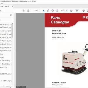 Dynapac DRP70D Reversible Plate Engine Hatz 1D 90 Parts Catalogue Manual DL00825947 - PDF DOWNLOAD