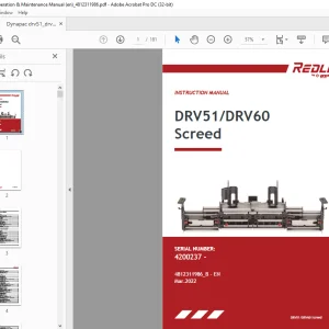 Dynapac DRV51 DRV60 Screed Operation & Maintenance Instruction Manual 4812311986_B - PDF DOWNLOAD