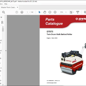 Dynapac DTR75 Twin Drum Walk Behind Roller Engine Hatz 1D42 Spare Parts Catalogue Manual DL00825449  - PDF DOWNLOAD