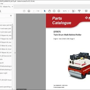 Dynapac DTR75 Twin Drum Walk Behind Roller Engine Hatz 1D42S-164C Stage V Parts Manual DL00826139 - PDF DOWNLOAD