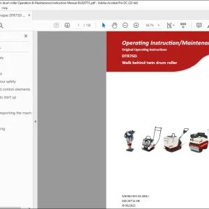 Dynapac DTR75D Walk behind twin drum roller Operation & Maintenance Instruction Manual DL820751 - PDF DOWNLOAD