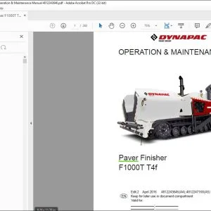 Dynapac F1000T T4f Paver Finisher Operation & Maintenance Manual 4812243646 - PDF DOWNLOAD