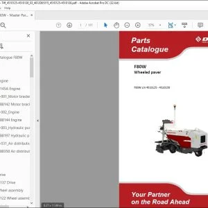 Dynapac F80W Wheeled paver Parts Catalogue Manual SN 4510125 - 4510138 - PDF DOWNLOAD