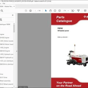 Dynapac F80W Wheeled paver Parts Catalogue Manual SN 4510159 - PDF DOWNLOAD