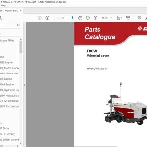 Dynapac F80W Wheeled paver Parts Catalogue Manual SN 4510232 - PDF DOWNLOAD