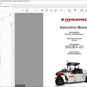 Dynapac Pneumatic Tire Roller CP2700 Operating & Maintenance Manual 4812325557 - PDF DOWNLOAD