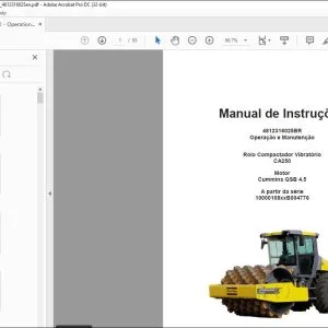 Dynapac Rolo Compactador Vibratório CA250 Operação e Manutenção Manual 4812316025 - PDF DOWNLOAD (Portuguese )