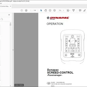 Dynapac SCREED-CONTROL Pavemanager Operation Manual 4812019539 - PDF DOWNLOAD