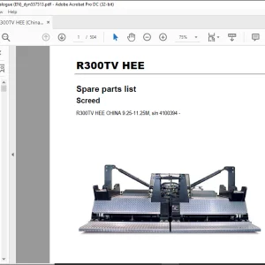 Dynapac Screed R300TV HEE Spare parts list Manual SN4100394 - PDF DOWNLOAD